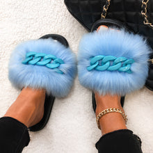 Load image into Gallery viewer, Faux Fox Fur Chain Slides
