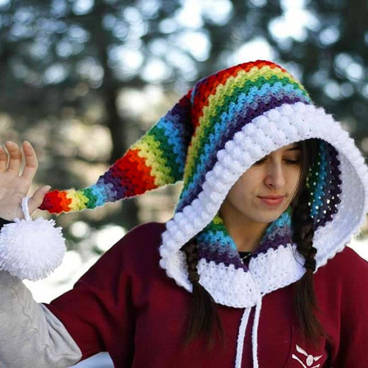Oversized Rainbow Crochet Hat