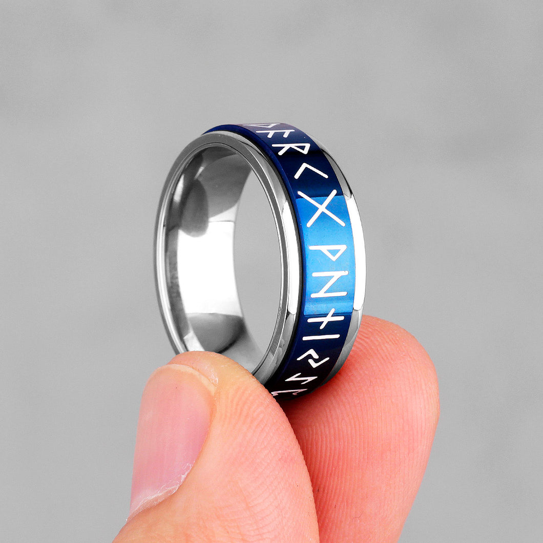 Luminous Viking Rune Spin Ring