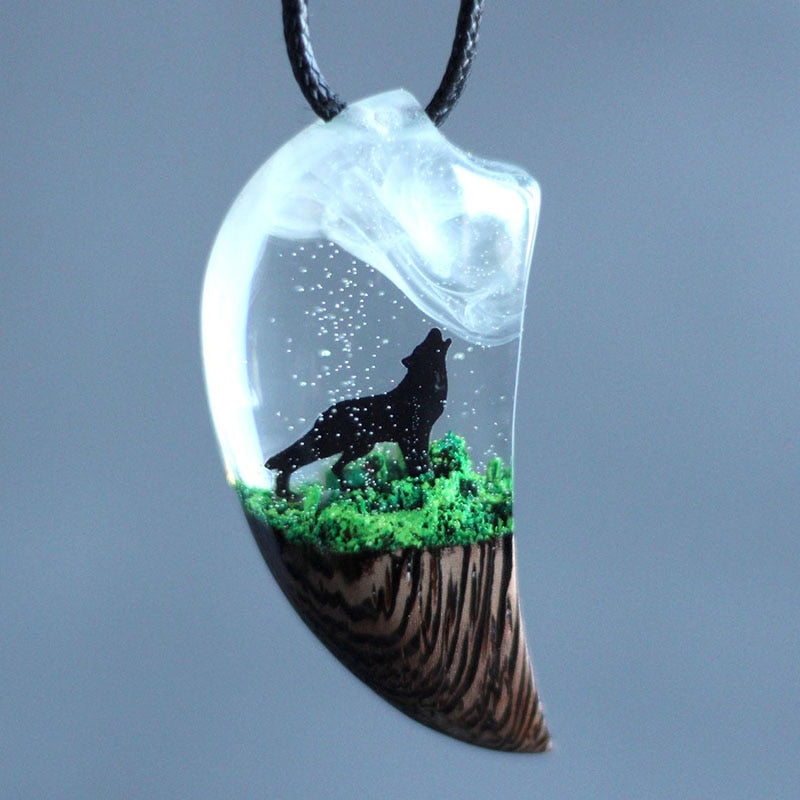 Wolf Fang Resin Necklace