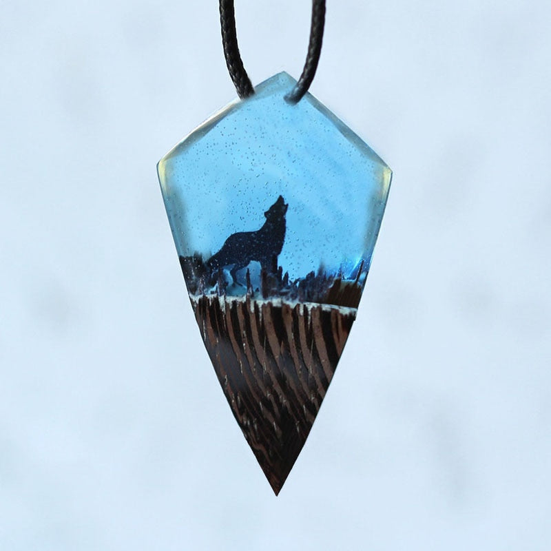 Black Wolf Resin Necklace